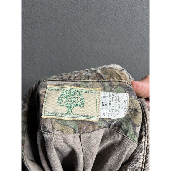 Vintage Mossy Oak Green Leaf Tree Bark Camo Button Up Shirt Mens XL USA Made - Picture 3 of 16